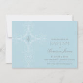 Baby Boy's Baptism Uitnodiging met Kruis, Initiale (Voorkant)