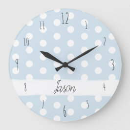 Baby Boy's Blue Polka Dot Spotty Pattern Neursery Grote Klok