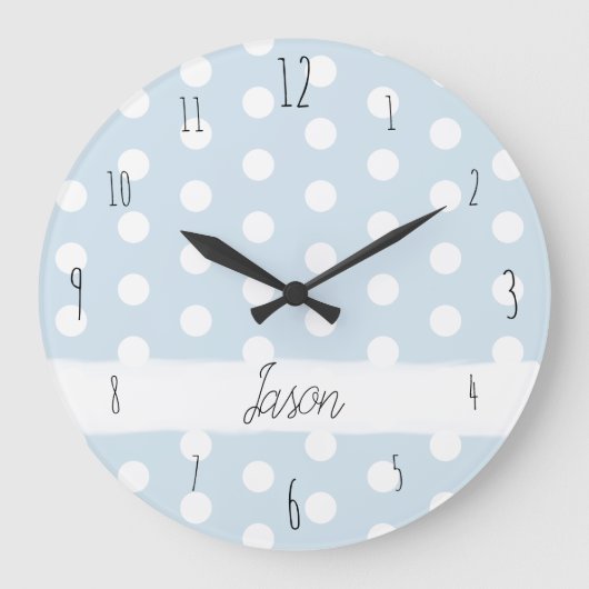 Baby Boy's Blue Polka Dot Spotty Pattern Neursery Grote Klok (Voorkant)