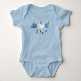Baby Boys Blue Pumpkin Trio Romper