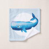 Baby Boys Blue Waterverf Whale Ocean Animal Name Bad Handdoek (Wasdoekje)