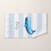 Baby Boys Blue Waterverf Whale Ocean Animal Name Bad Handdoek (Handdoek)