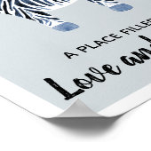 Baby Boy's Blue Waterverf Zebra Neursery Art Poster (Hoek)