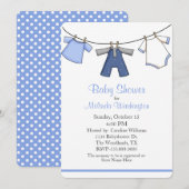 Baby Boys Clothes Baby shower Invitation Kaart (Voorkant / Achterkant)