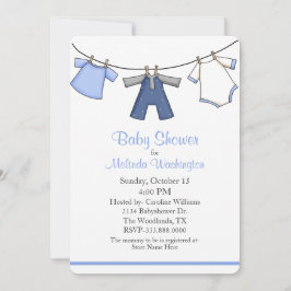 Baby Boys Clothes Baby shower Invitation Kaart