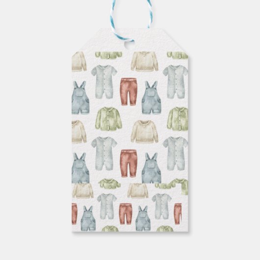 Baby Boy's Clothes, Clothesline Baby shower Favor Cadeaulabel (Achterkant)