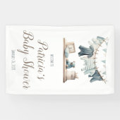 Baby Boy's Clothesline Baby shower Welkomstbord Spandoek (Horizontaal)