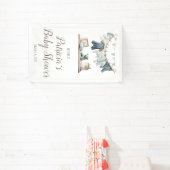 Baby Boy's Clothesline Baby shower Welkomstbord Spandoek (Insitu)