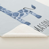 Baby Boy's Cute Blue Safari Giraffe en naam Sherpa Deken (3/4)
