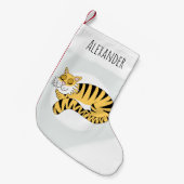 Baby Boys Cute Sleeping Tiger Kleine Kerstsok (Voorkant (Hangend))