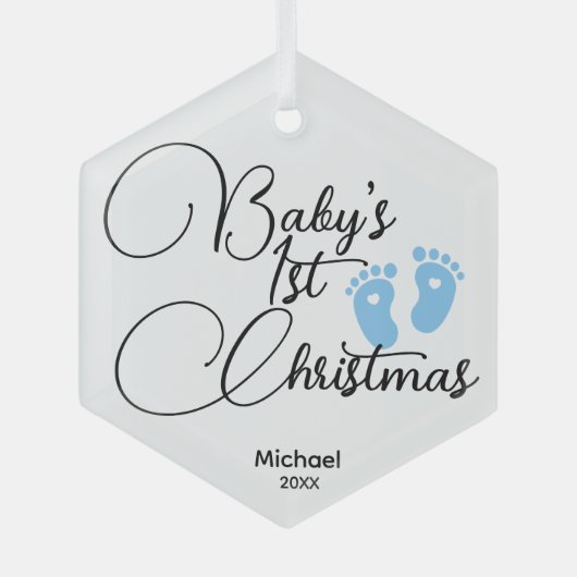 Baby Boy's Eerste Kerst Ornament - Gepersonaliseer (Voorkant)