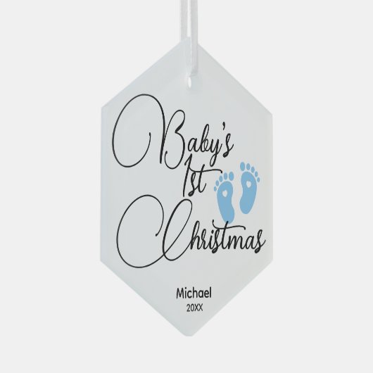 Baby Boy's Eerste Kerst Ornament - Gepersonaliseer (Voorkant Rechts)