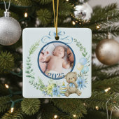 Baby Boy's Eerste Kerstfeest Gepersonaliseerde Naa Keramisch Ornament