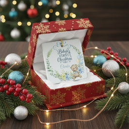 Baby Boy's Eerste Kerstfeest Gepersonaliseerde Naa Keramisch Ornament