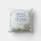 Baby Boy's Eerste Kerstfeest Gepersonaliseerde Naa Kussen (Voorkant)