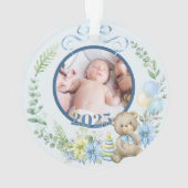 Baby Boy's Eerste Kerstfeest Gepersonaliseerde Naa Ornament (achterkant)