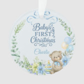 Baby Boy's Eerste Kerstfeest Gepersonaliseerde Naa Ornament (voorkant)