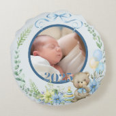 Baby Boy's Eerste Kerstfeest Gepersonaliseerde Naa Rond Kussen (Achterkant)