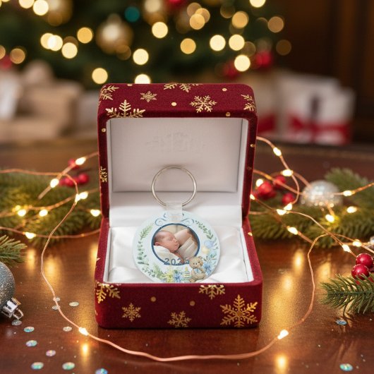Baby Boy's Eerste Kerstfeest Gepersonaliseerde Naa Sleutelhanger