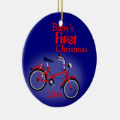 Baby Boy's Eerste Kerstfiets Keramisch Ornament (Rechts)