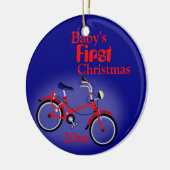 Baby Boy's Eerste Kerstfiets Keramisch Ornament (Links)