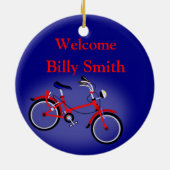 Baby Boy's Eerste Kerstfiets Keramisch Ornament (Achterkant)
