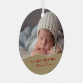 Baby Boy's Eerste Kerstgeboorte Stats & Foto Metalen Ornament (Voorkant Rechts)