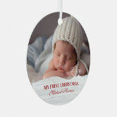 Baby Boy's Eerste Kerstgeboorte Stats & Foto Metalen Ornament (Voorkant Rechts)