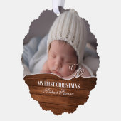 Baby Boy's Eerste Kerstgeboorte Stats & Foto Ornament Kaart (Links)