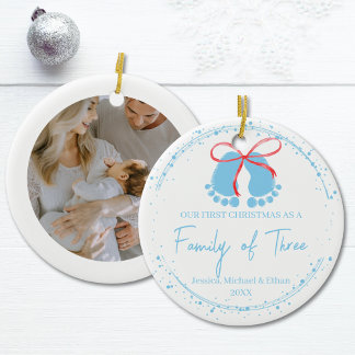 Baby Boy's eerste kerstgezin van drie Keramisch Ornament