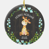 Baby Boy's eerste kerstGiraffe Ornament (Achterkant)