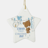 Baby Boy's eerste Kerstmis Keramisch Ornament (Rechts)