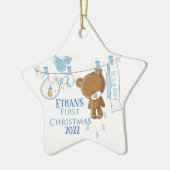 Baby Boy's eerste Kerstmis Keramisch Ornament (Links)