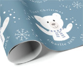 Baby Boys Eerste Kerstmis Polar Beer Blauw Cadeaupapier (Rol Hoek)