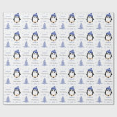Baby Boys Eerste Kerstmis Winter Pinguïn Blauw Cadeaupapier (Vlak)