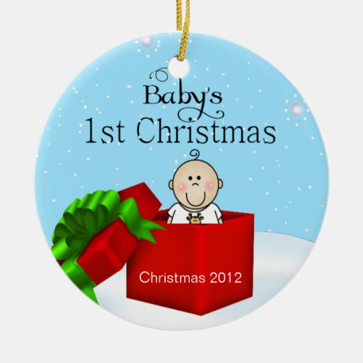 Baby Boy's eerste kerstversiering Keramisch Ornament (Voorkant)