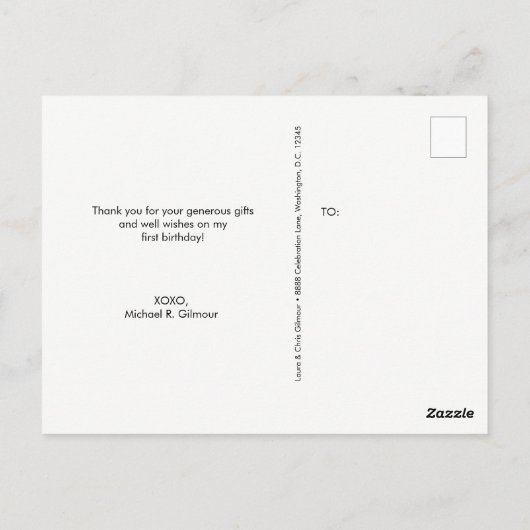 Baby Boy's eerste verjaardag Foto Aangepast Briefkaart (Achterkant)