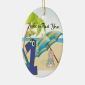 Baby Boy's eerste verjaardag Keramisch Ornament (Rechts)