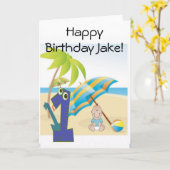 Baby Boy's First Birthday Kaart (Gele Bloem)