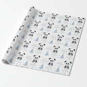 Baby Boys First Christmas Panda Beer Blauw Cadeaupapier (Uitgerold)