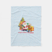 Baby Boy's First Christmas Personaliseer Naam Sant Fleece Deken (Voorkant)
