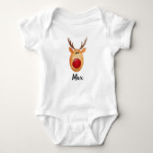 Baby Boy's First Kerstrudolph and Name Romper (Voorkant)