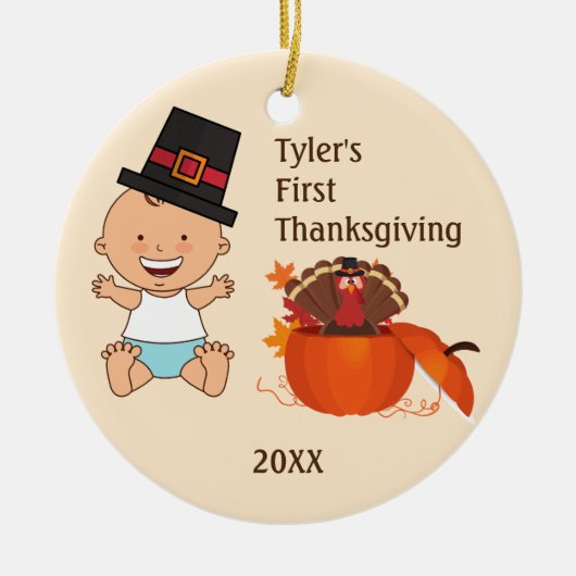 Baby Boy's First Thanksgiving Ornament (Voorkant)
