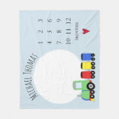 Baby Boys Kleurrijke Trein & Naam Maandelijkse Mij Fleece Deken (Voorkant)