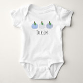 Baby Boys Light Blue Pumpkin Trio Romper (Voorkant)