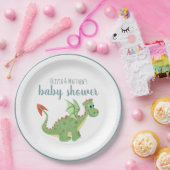 Baby Boys Magical Green Dragon Baby shower Papieren Bordje (Feest)