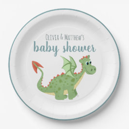 Baby Boys Magical Green Dragon Baby shower Papieren Bordje