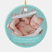 Baby Boys Poeder Blauw Gepersonaliseerde Kerstmis  Keramisch Ornament (Achterkant)