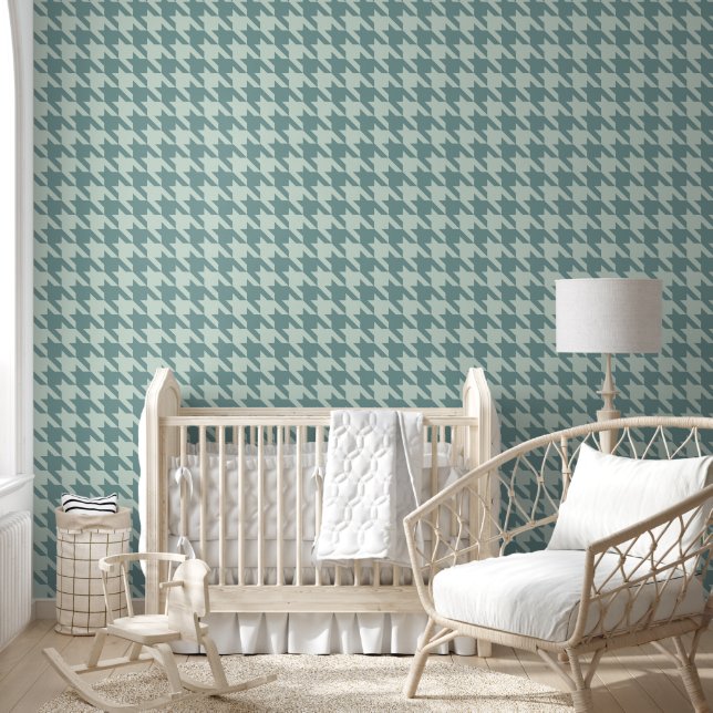 Baby Boys Room Blue Preppy Houndstooth Behang (Kinderen)