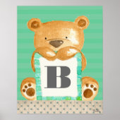 Baby Boys Room Monogram Teddy Bear Poster (Voorkant)